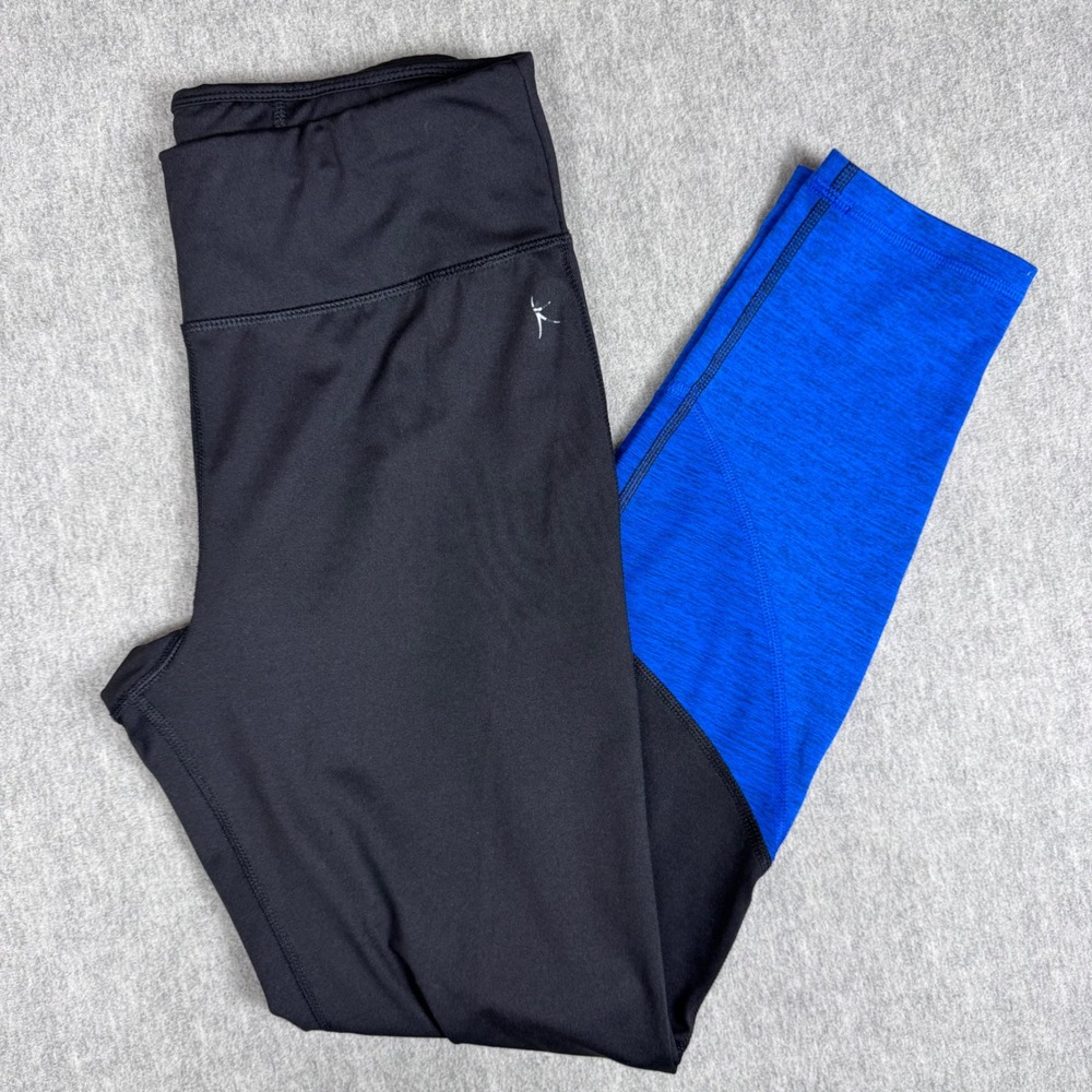 Danskin Now Dri-More Leggings Womens Medium Black Blue Colorblock Yoga Pants
